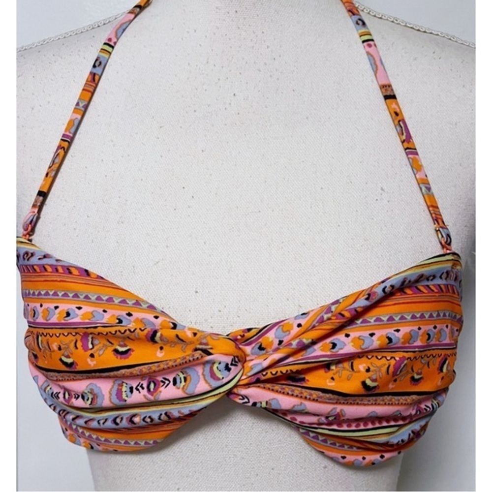Aerie • Orange Twist Bandeau Halter Bikini Top